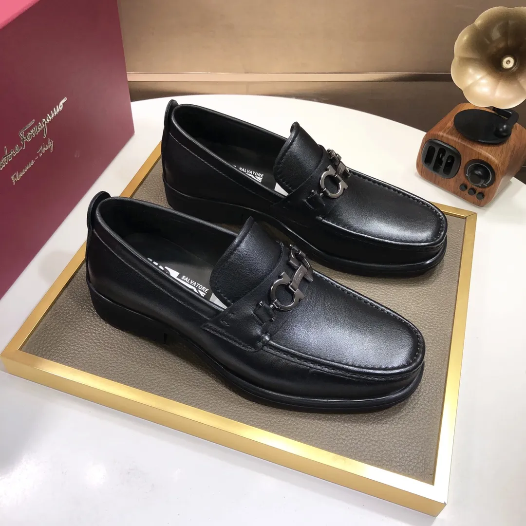 Men's shoes 💰500💰[Ferragamo/Ferragamo] The latest model in the counter. Original imported cowhide fabric + 🐂 water-dyed sheepskin lining + original luxury metal buckle + original combined outsole. Comparison without pressure 38--45 (45 is custom-made and cannot be returned or exchanged)